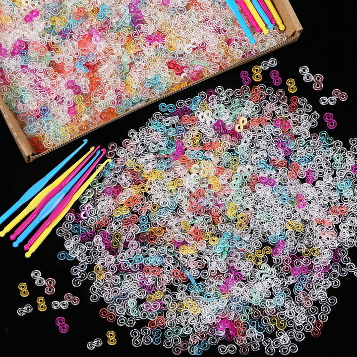 580 Pieces S Clips Crochet Hooks DIY for Rainbow Refill Kits Rubber Band Bracelets Clips S Connectors