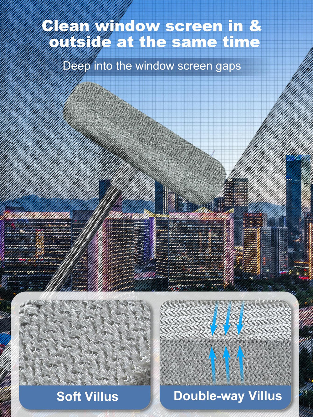 Cleaning Brush for Window Screen, Screen Cleaner Tool, 2 in 1 Mesh Screen Cleaning Brush, Small Brush for Patio, Door, Porch Screens, White &Grey Brush Cleaners for Screen