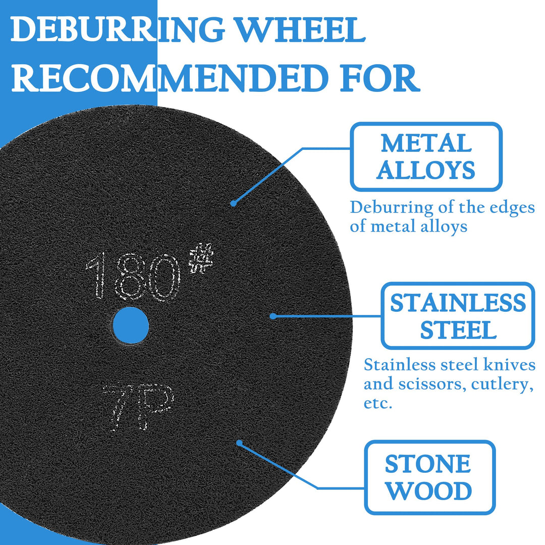 Deburring Wheel 8 Inch, 1 Wide, 3/4 Arbor, Nylon Fiber Buffing Wheel Polishing Wheel for Bench Grinder, 7P, 180 Grit