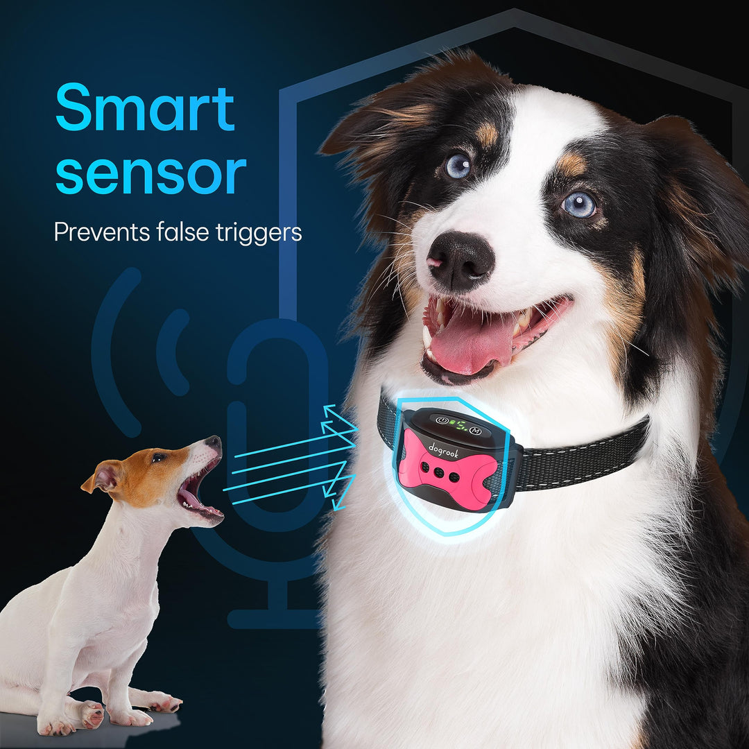 Rechargeable Dog Bark Collar - No Shock Dog Training Smart Collar - Beep &amp; Vibration Stop Barking Dog Devices - No Bark Collar - Anti Bark Collar for Large Dog, Medium &amp; Small - 12-110 lbs