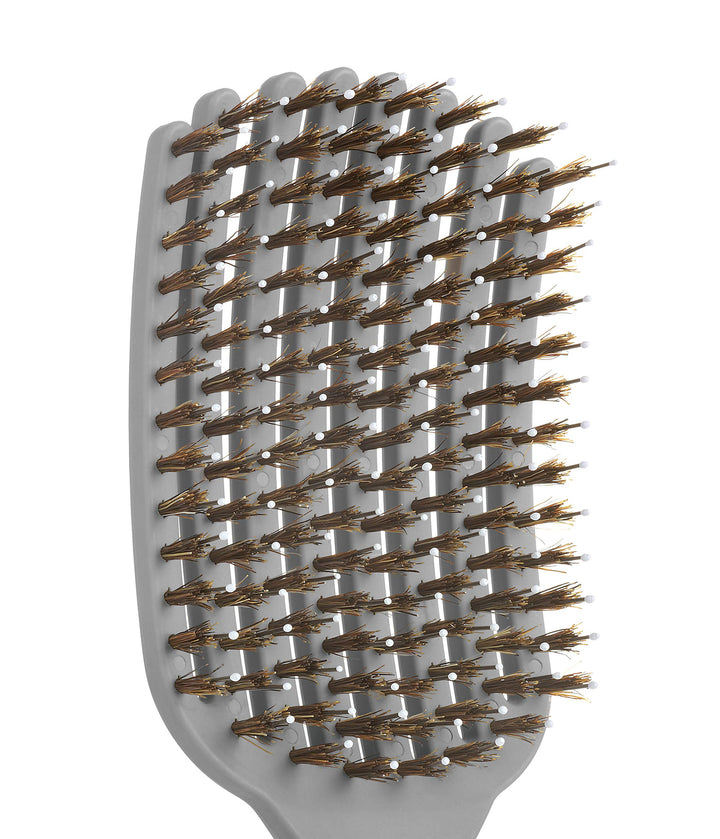 (All New) KareCo Tangle Buster Flexible Paddle Brush, Detangler & Styler for All Hair Types | Dual Nylon and Boar Bristles (9 Fingers)