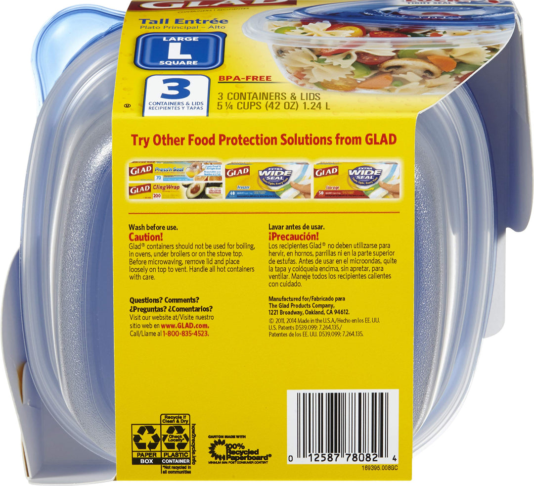 Glad GladWare Tall Entrée Food Storage Containers | Lar