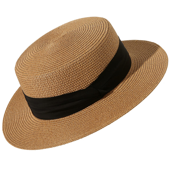 Lanzom Sun Hats for Women Wide Brim Straw Boater Hat Fo