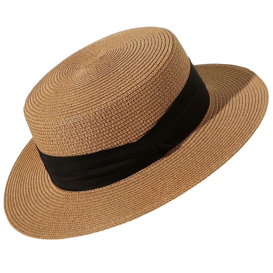 Lanzom Sun Hats for Women Wide Brim Straw Boater Hat Fo