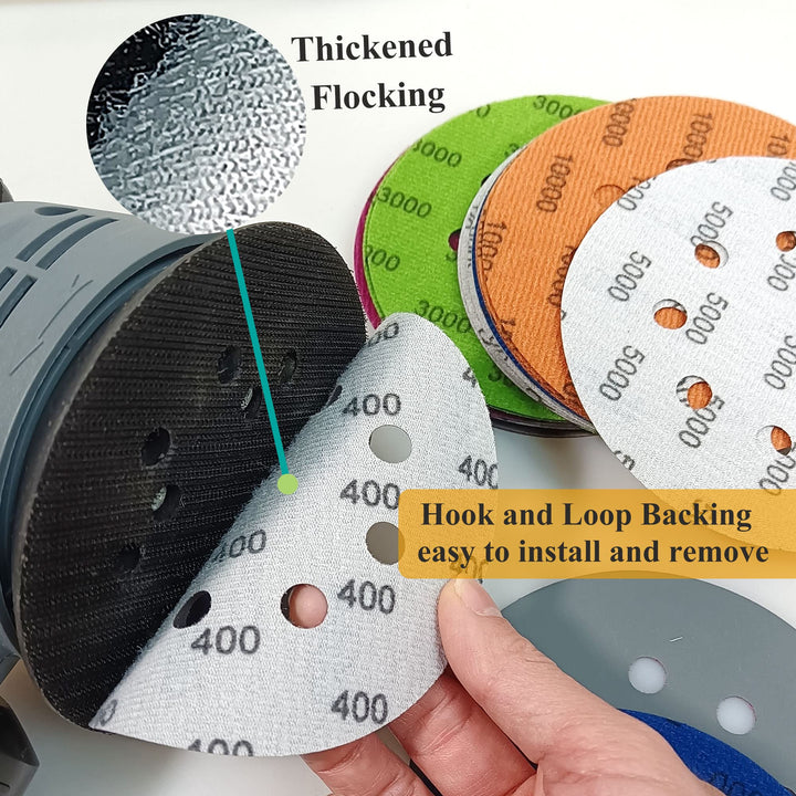 #400-#10000 24 PCS 5 Inch 8 Hole Sanding Discs 400/1000/2000/3000/4000/5000/7000/10000 Grit Compatible for Random Orbital Sander Sanding Grinder (24 PCS 5 inch 8Hole #400-#10000)