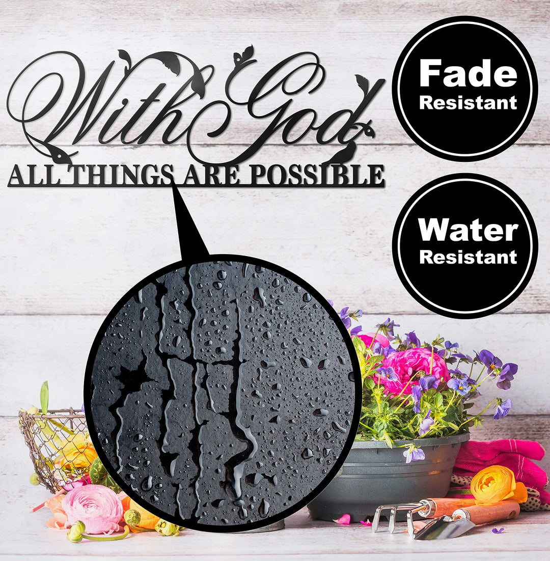 With God All Things Are Possible Sign Metal Wall Decor, 18X12 Inch Religious Scripture Black Christian Bible Verses Everthing Is Possible with God Bibical Wall Hanging Decoration