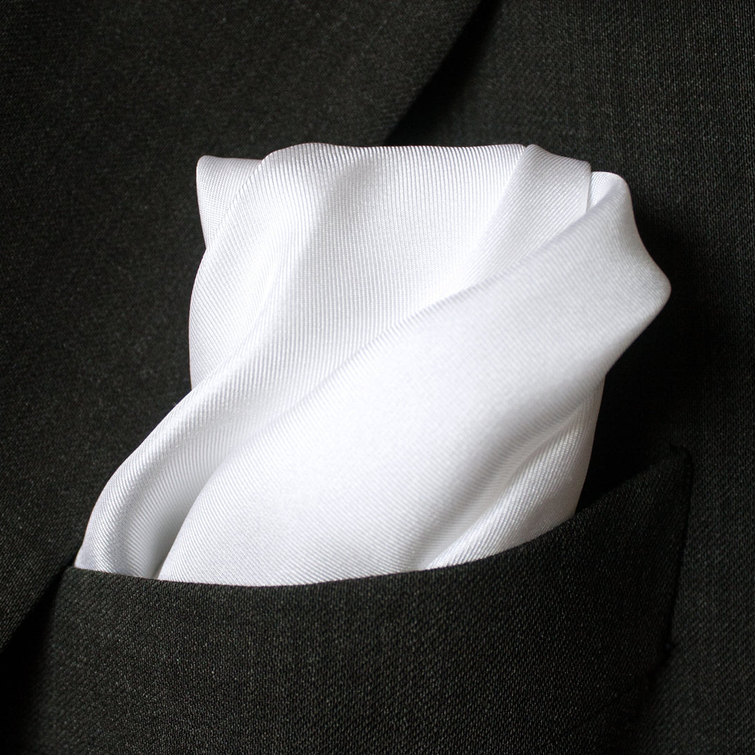 Royal Silk Fine White Silk Twill Pocket Square 100% Sil