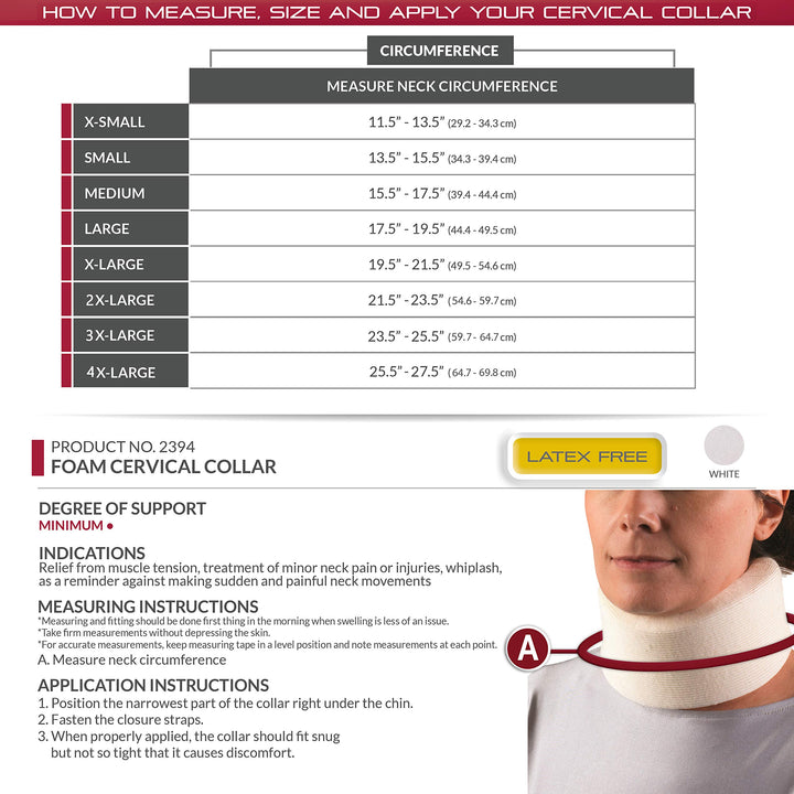 OTC Cervical Collar, Soft Foam, Neck Support Brace, Med