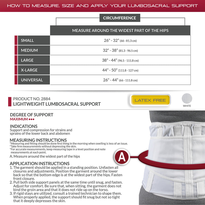 OTC Lumbo-Sacral Support, Lower Back, Metal Stay Insert