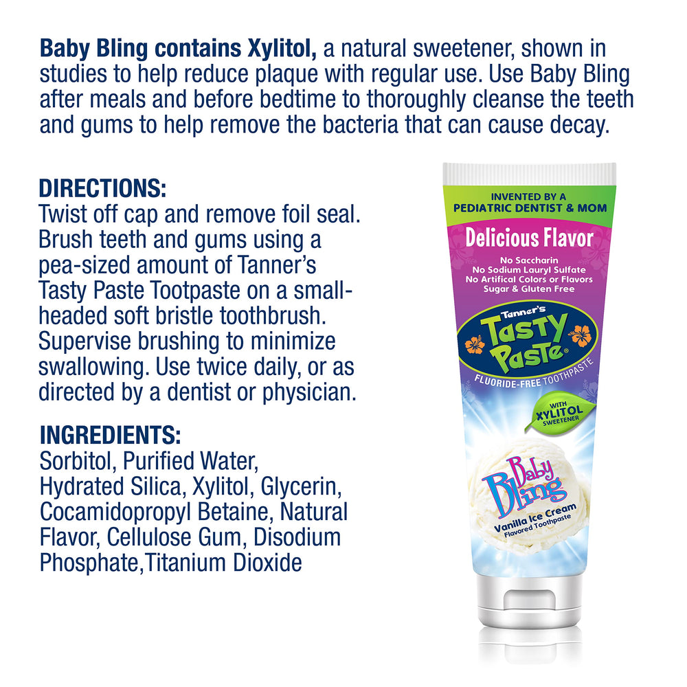 Tanners Tasty Paste Baby Bling Fluoride-free Toothpaste