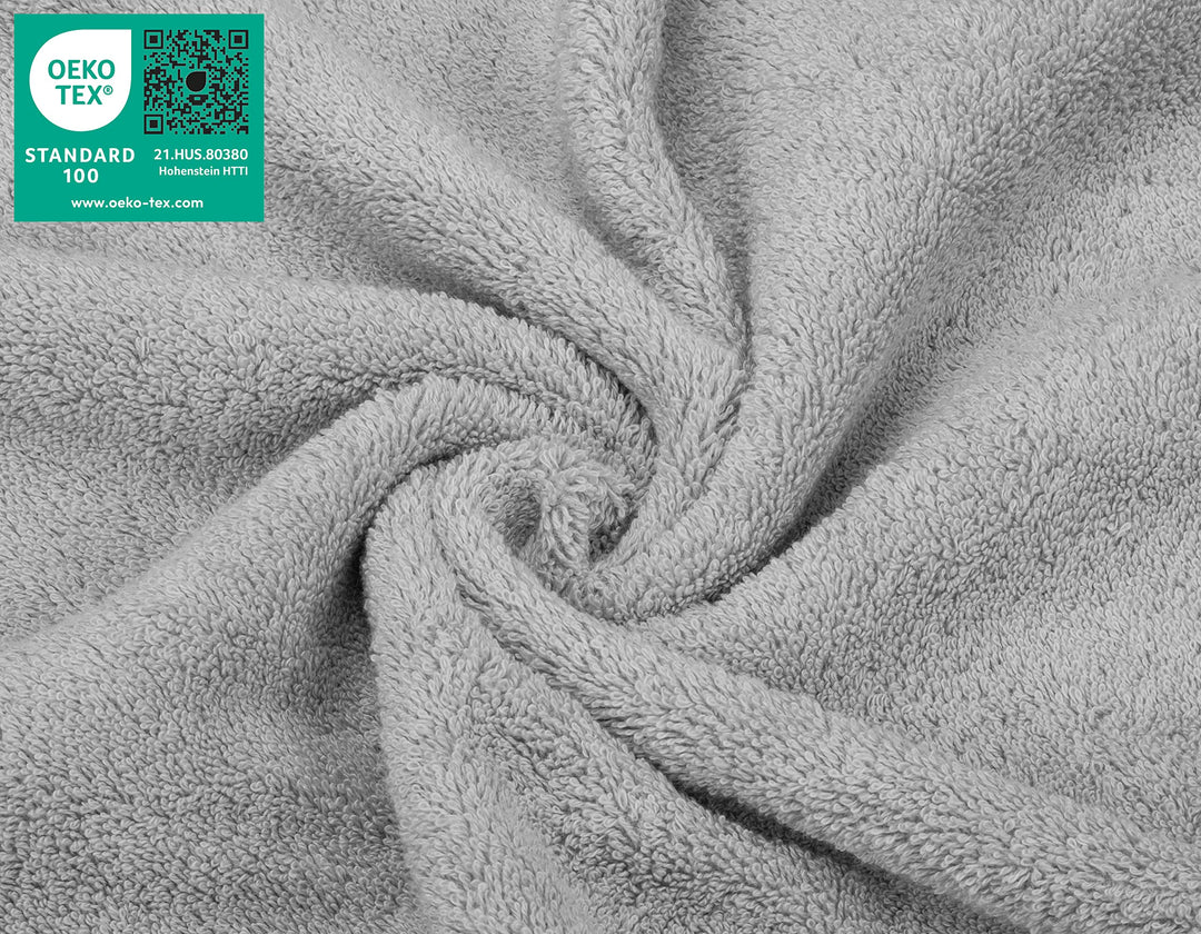 Luxury Washcloths for Bathroom, 100% Cotton 4 Piece Turkish Wash Cloth Set, 13x13 in Soft Rags for Body and Face, Light Grey Washcloths
