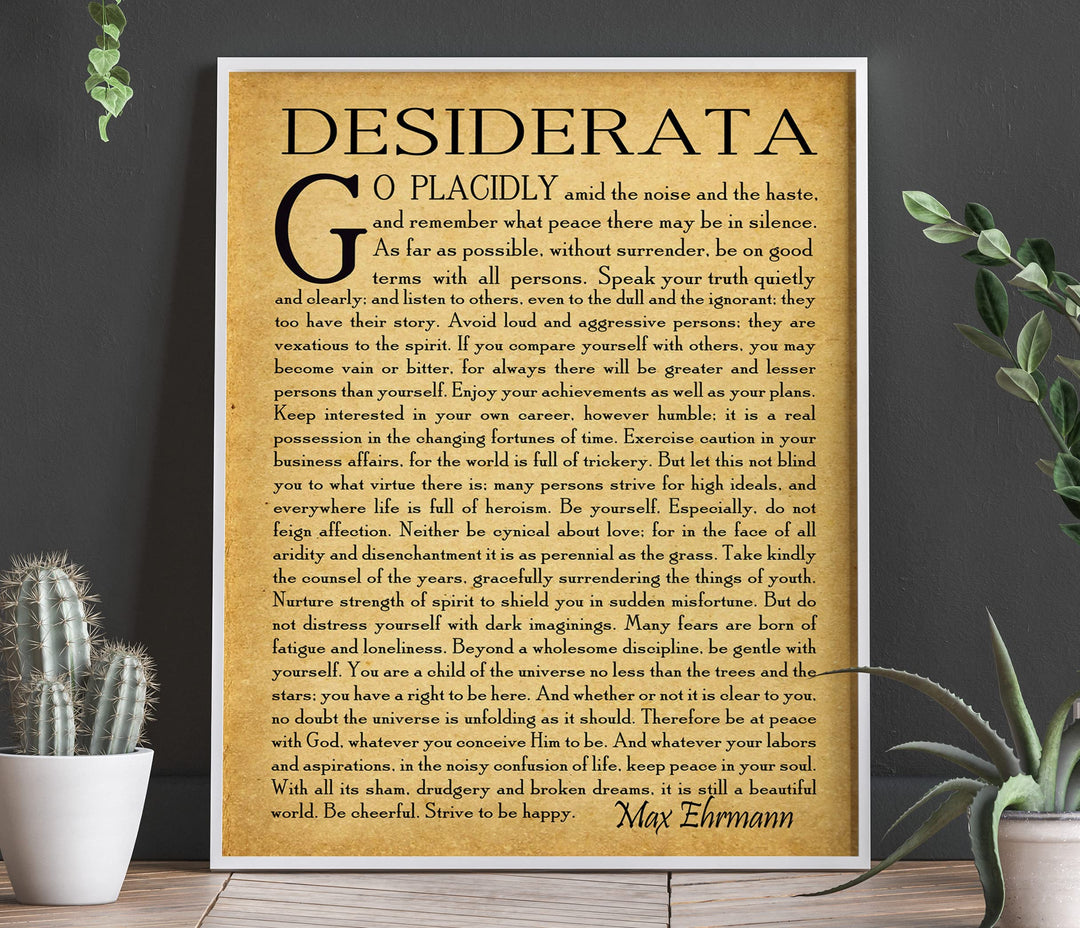 Desiderata Poem Desiderata Print Desiderata Poster Poetry Wall Art Graduation Gift Graduation Poem Student Poem Gift by Max Erhmann 1927 (5 x 7, Vintage)