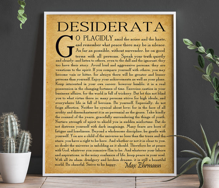 Desiderata Poem Desiderata Print Desiderata Poster Poetry Wall Art Graduation Gift Graduation Poem Student Poem Gift by Max Erhmann 1927 (5 x 7, Vintage)
