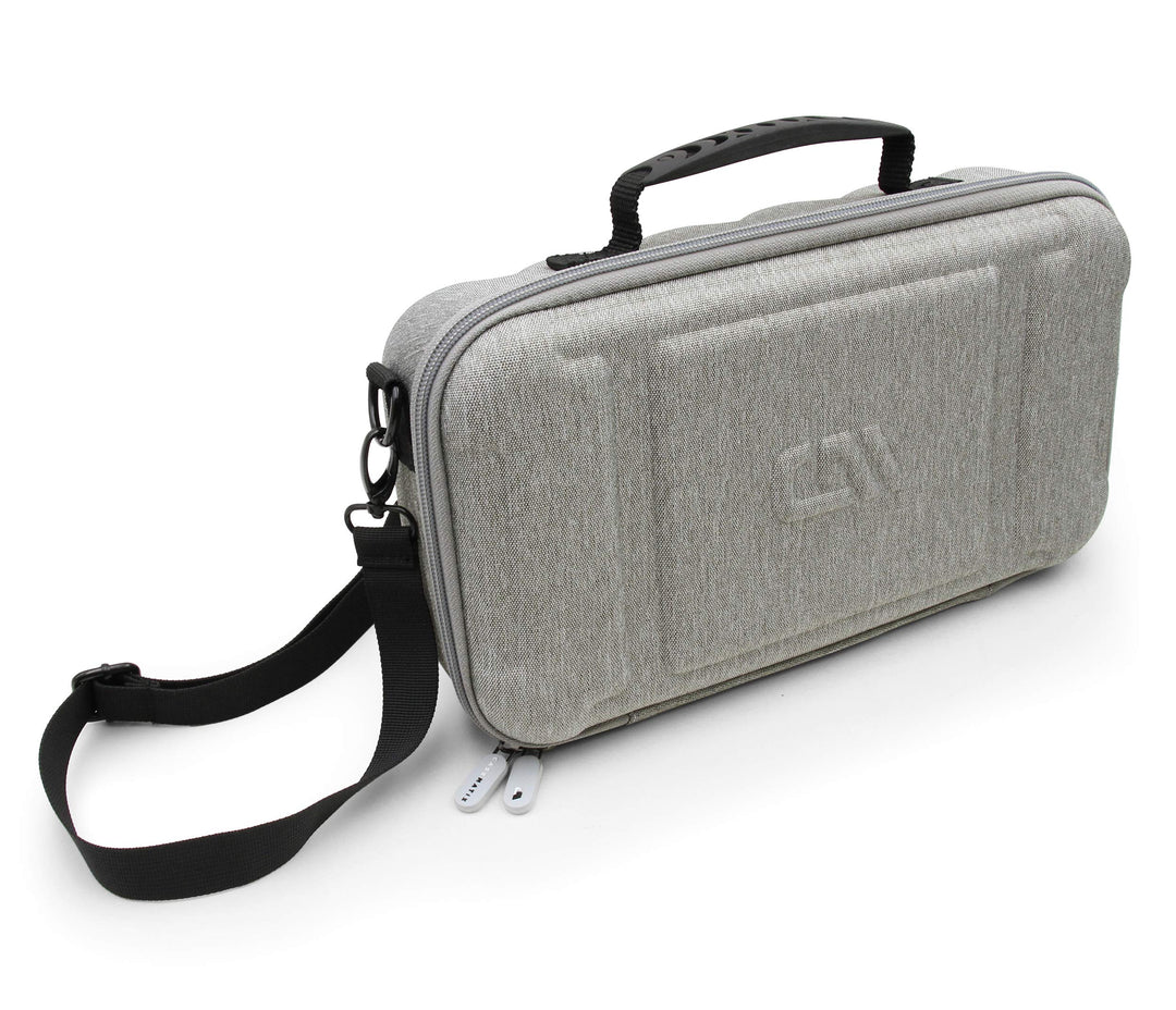 Dual Wireless Microphone Case for Wireless Mic System Compatible with Sennhesier, Shure Microphones and More, Dual Mic Bag with Shoulder Strap and Hard Shell Gray Exterior