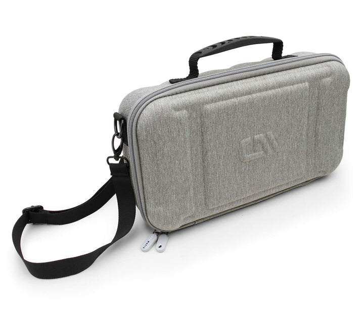 Dual Wireless Microphone Case for Wireless Mic System Compatible with Sennhesier, Shure Microphones and More, Dual Mic Bag with Shoulder Strap and Hard Shell Gray Exterior