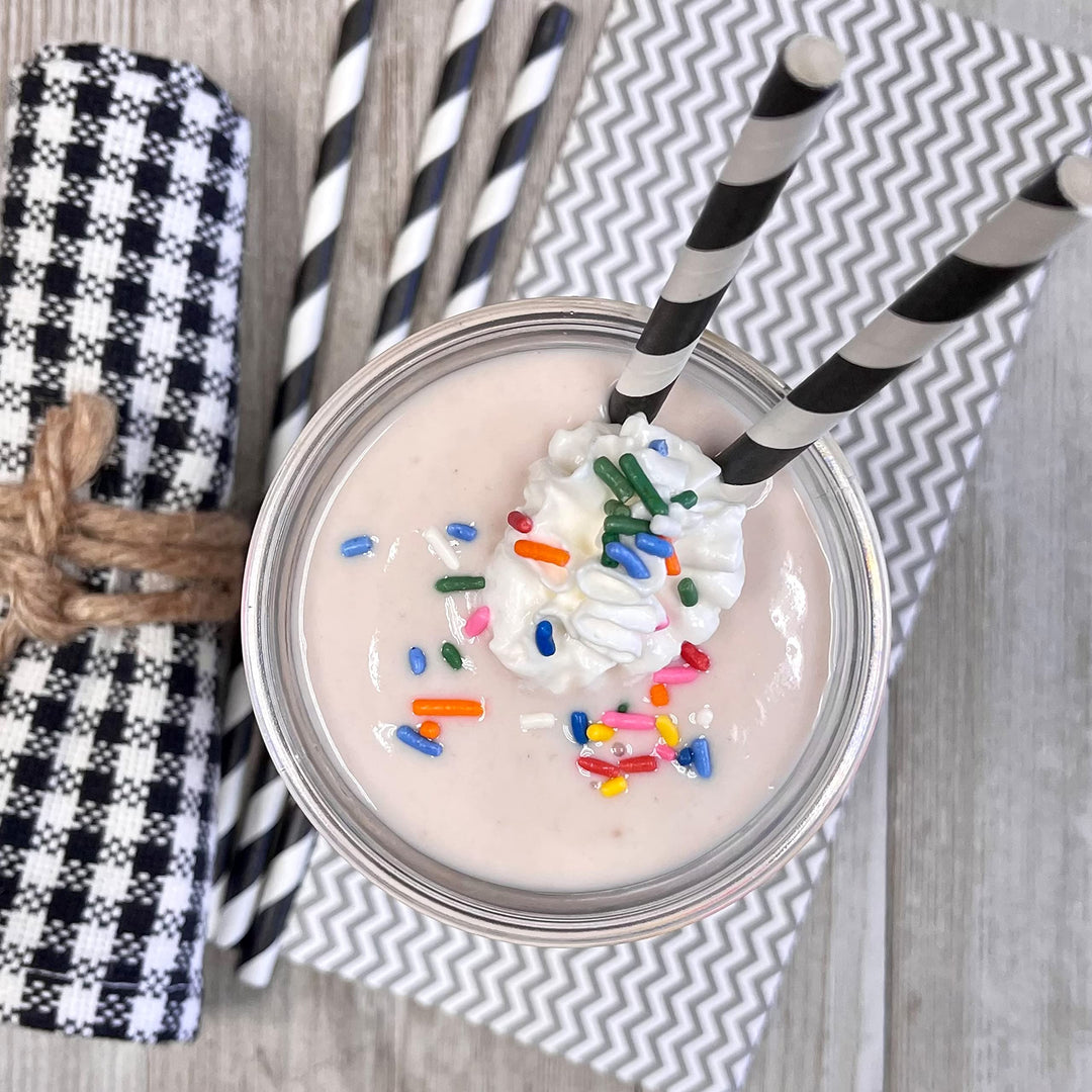 Paper Straws - Black Gold White - Stripe Polka Dot Chev