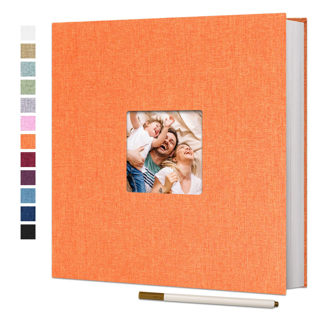 Large Photo Album Self Adhesive for 4x6 8x10 Pictures Linen Scrapbook Album DIY 40 Blank Pages with A Metallic Pen