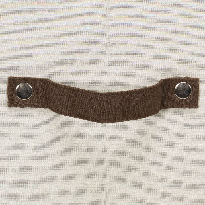 536 Dinnerware Storage Box with Lid and Handles | Storage Bin for Dinner Plates | Natural Canvas with Brown Trim
