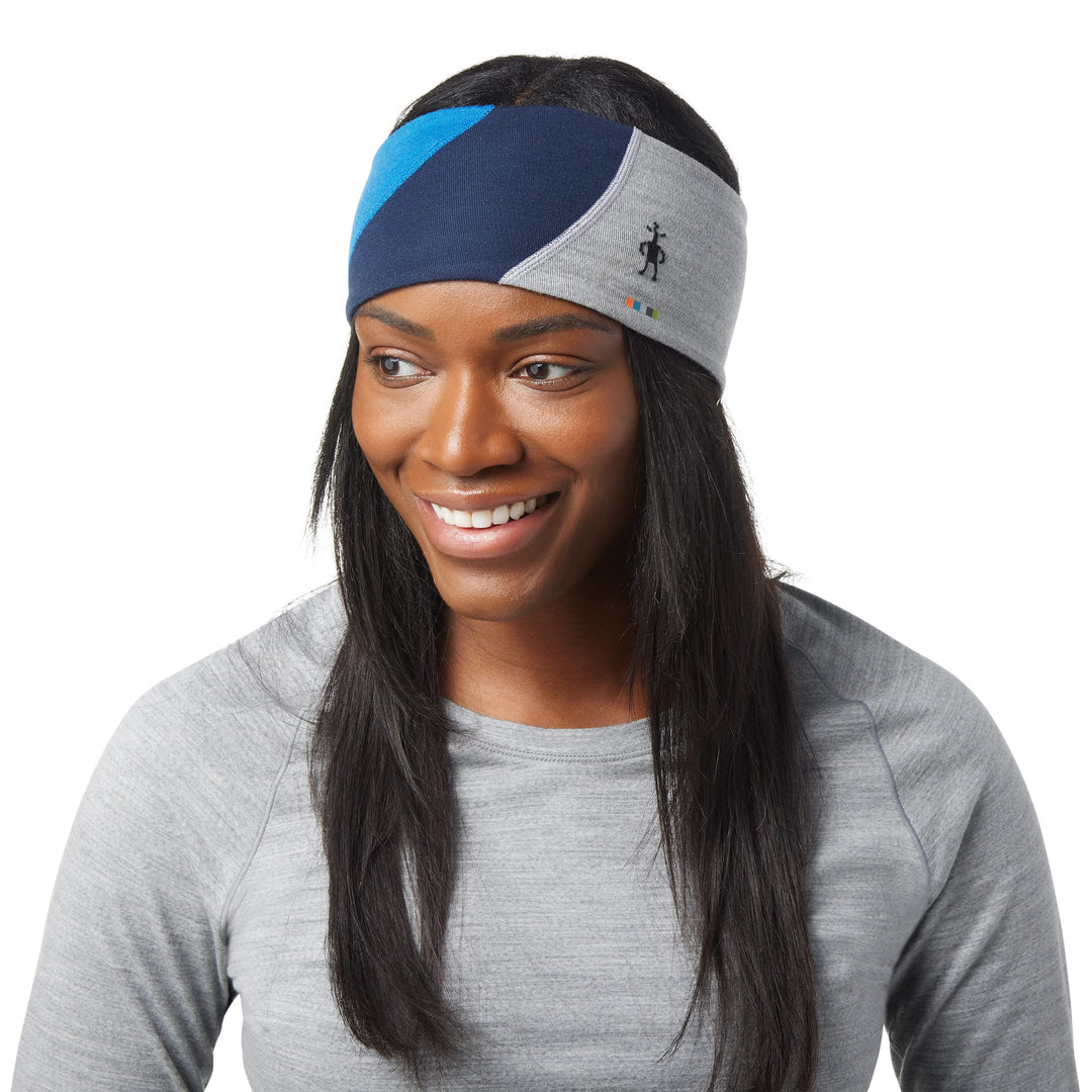 Thermal Merino Colorblock Headband | Merino Wool Sweatband for Men and Women, Laguna Blue Heather, One Size