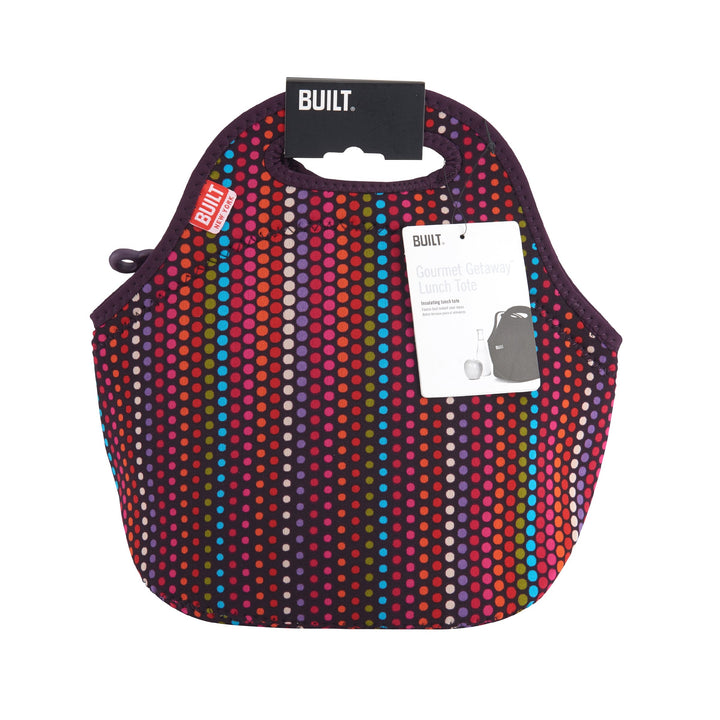 BUILT Gourmet Getaway Soft Neoprene Lunch Tote, Lightweight, Insulated, and Reusable, One Size, Micro Dots