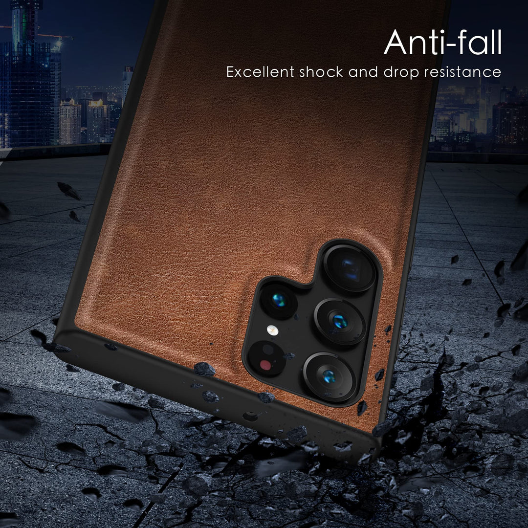 Case for Samsung Galaxy S22 Ultra, Premium Leather Slim Stylish Soft Grip Shockproof Anti-Scratch Protection Cover Cases for Samsung Galaxy S22 Ultra(6.8 2022 (Dark Brown)
