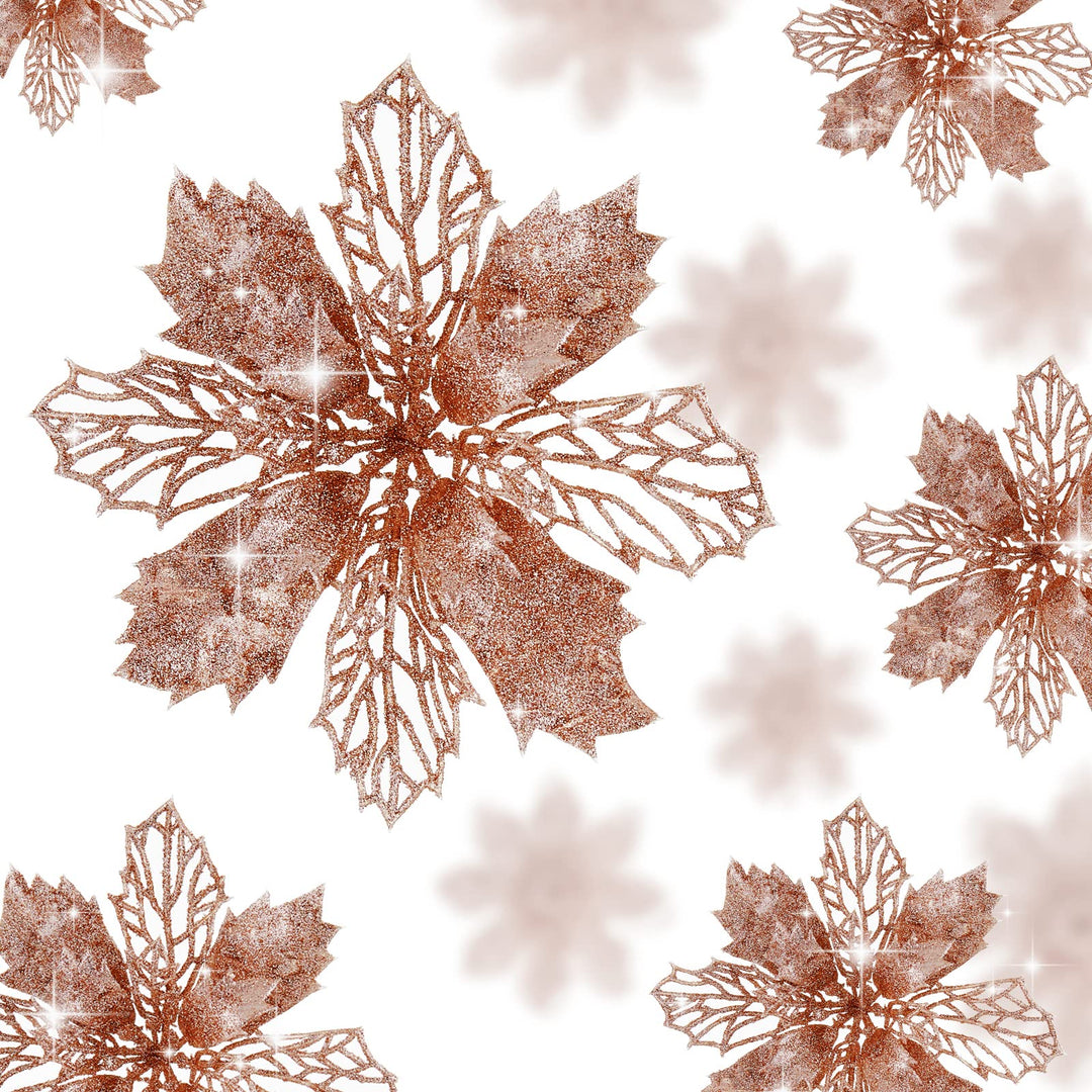 Wironlst 16 Pcs Glitter Poinsettia Flowers Artificial -