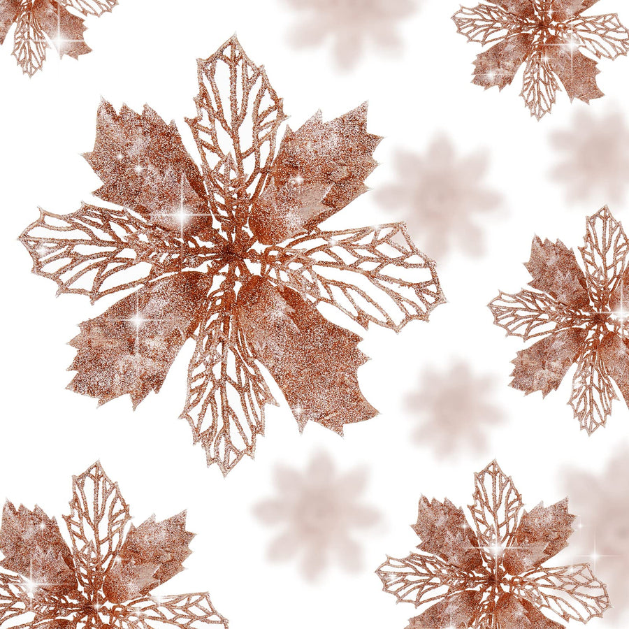 Wironlst 16 Pcs Glitter Poinsettia Flowers Artificial -