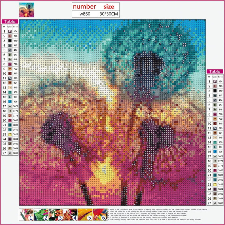 Diamond Art Painting Kits for Adults, Round Full Drill Diamond Art Painting Kits 5D DIY Diamond Art Painting by Number Kits Diamond Art Kits for Home Wall Decor Dandelions 12x12 Inch