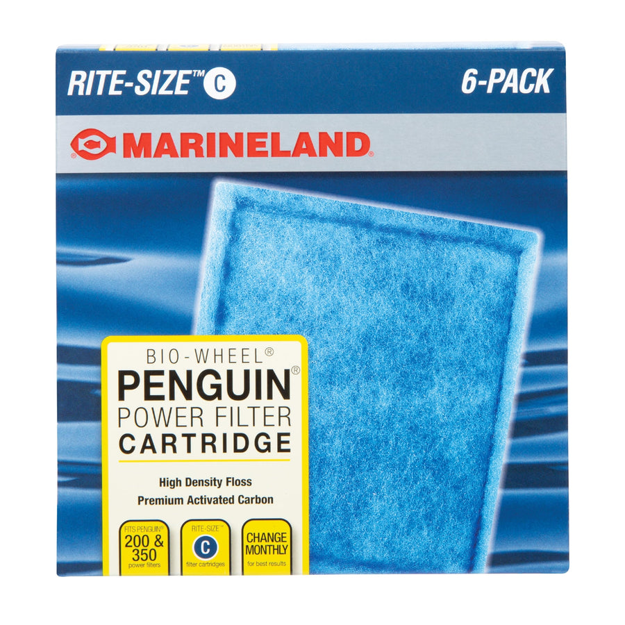Marineland Penguin Bio-Wheel Replacement Power Filter Cartridges, For Aquarium Filtration, Rite-Size C, 6 Count