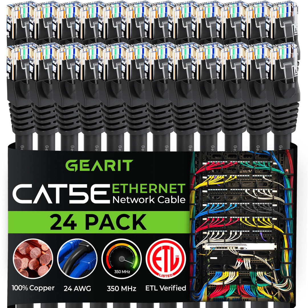 GEARIT 24-Pack, Cat5e Ethernet Patch Cable 3 Feet - Sna