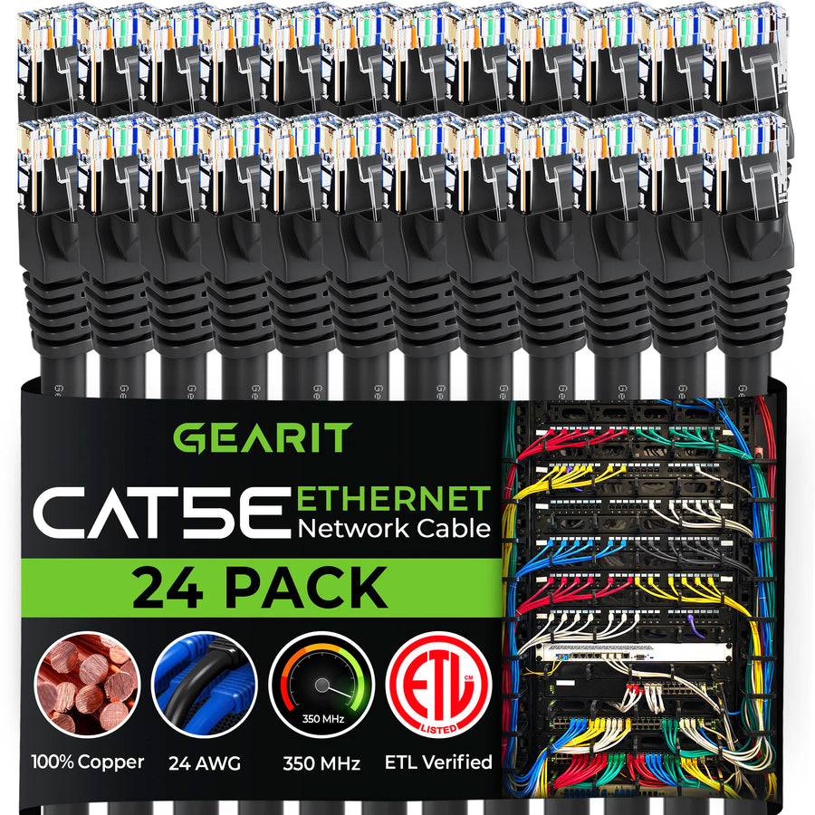 GEARIT 24-Pack, Cat5e Ethernet Patch Cable 3 Feet - Sna