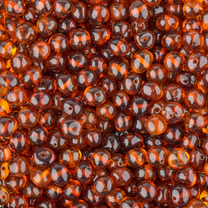 - Loose Polished Amber Beads from The Baltic Sea - Drilled Through - 10 Grams - 4-6 mm - Cognac