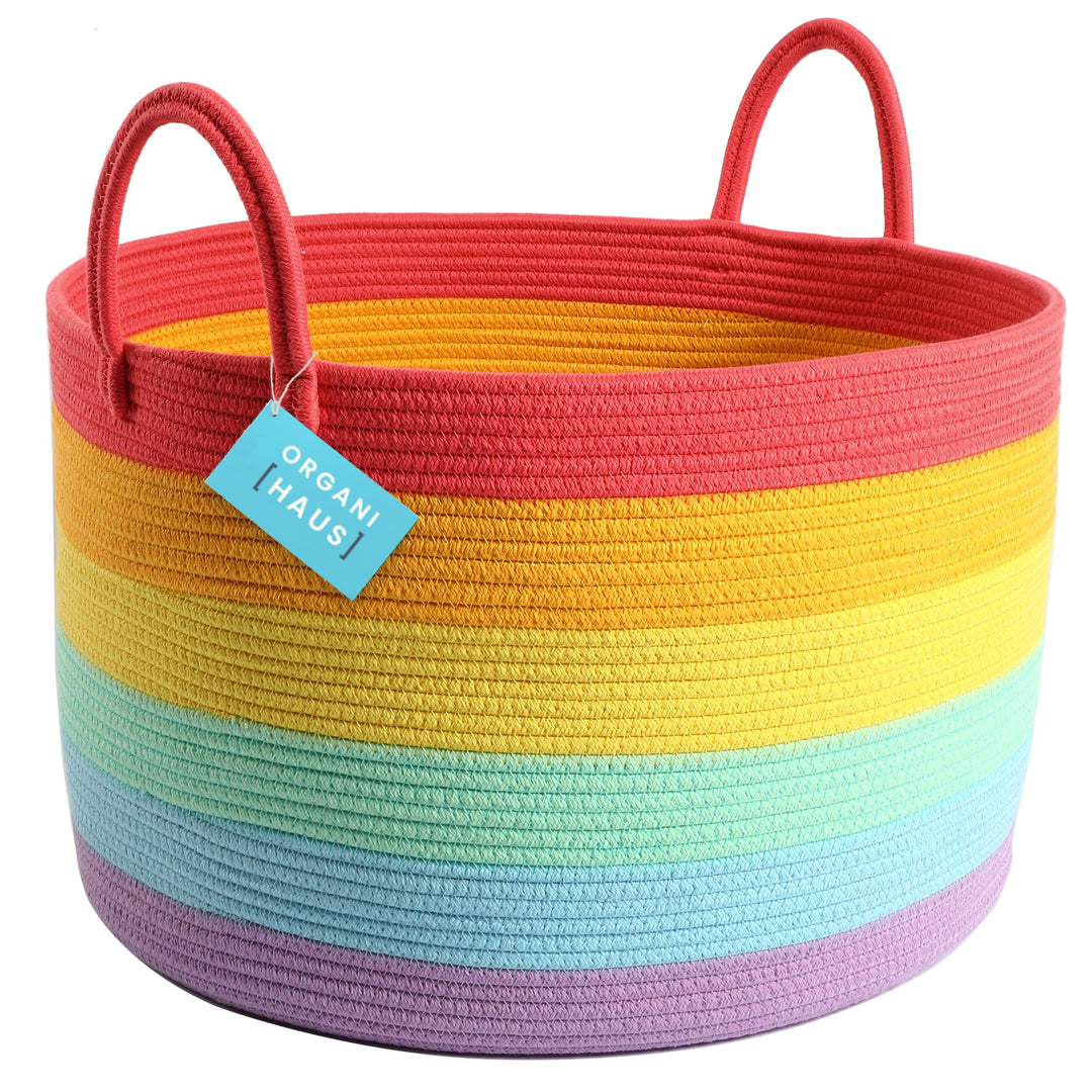 OrganiHaus Large Blanket Basket for Living Room 20x13, 