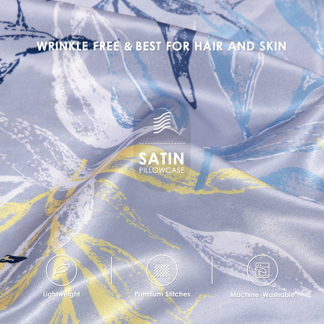 Love&#39;s cabin Silk Satin Pillowcase for Hair and Skin (Watercolor Flowers, 20x30 inches) Slip Printed Pillow Cases Queen Size Set of 2 - Satin Cooling Pillow Covers with Envelope Closure