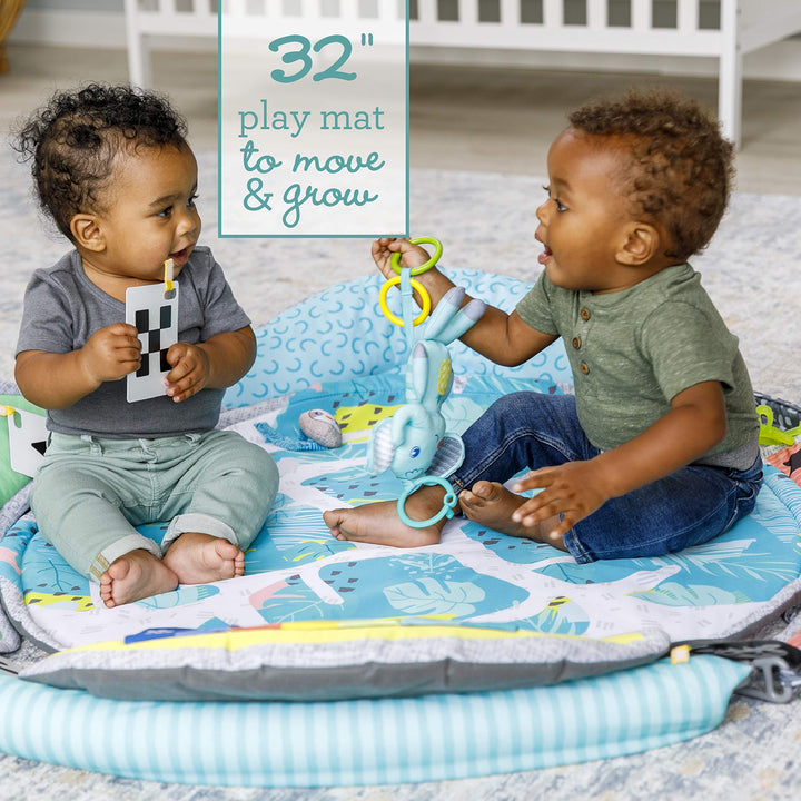 Infantino 5-in-1 Epic Developmental Learning Gym - 3 Play Modes, 5 Must-Have Baby Basics, Prop-Up Bolster, On-The-Go Activities, High Contrast Flashcards, Adjustable/Removable Arches, 32 Giant Mat