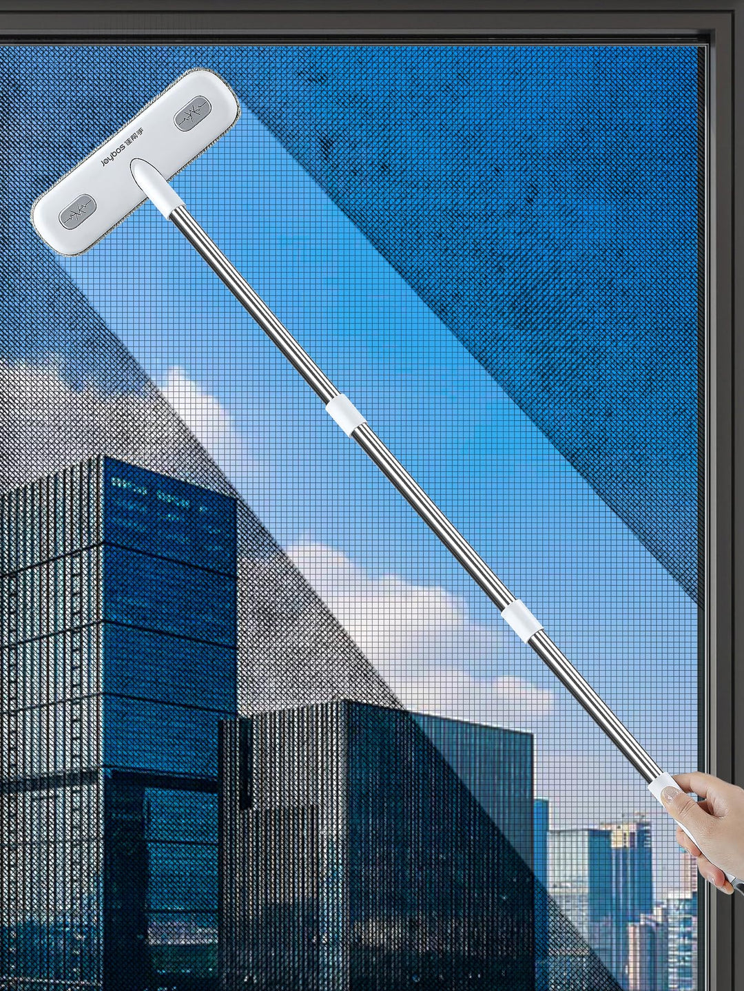 Cleaning Brush for Window Screen, Screen Cleaner Tool, 2 in 1 Mesh Screen Cleaning Brush, Small Brush for Patio, Door, Porch Screens, White &amp;Grey Brush Cleaners for Screen