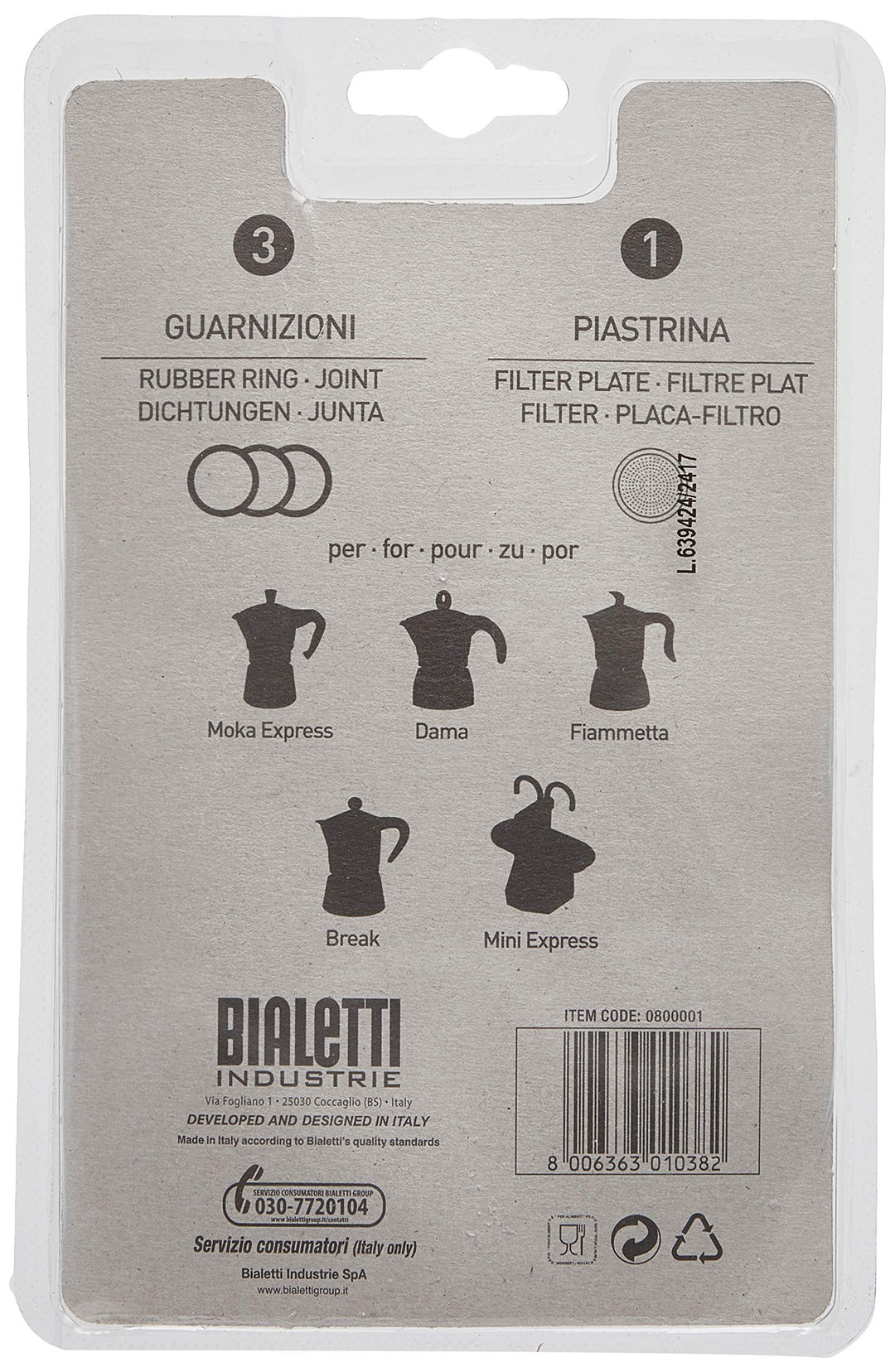 Packing 3 gaskets and 1 filter for aluminum coffee pot 
