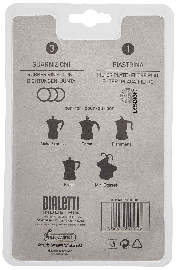 Packing 3 gaskets and 1 filter for aluminum coffee pot 