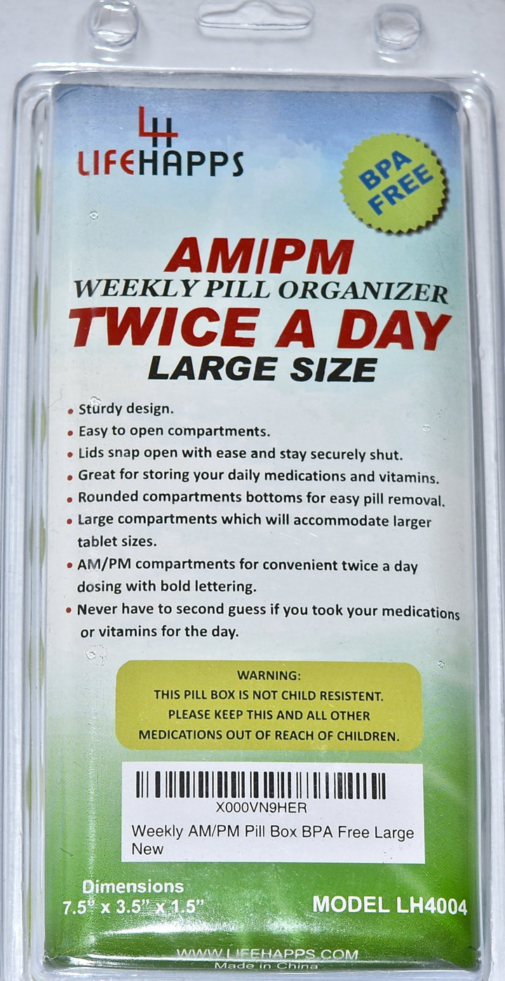 PILL BOX AM/PM LARGE WEEKLY PILL ORGANIZER BPA FREE by 