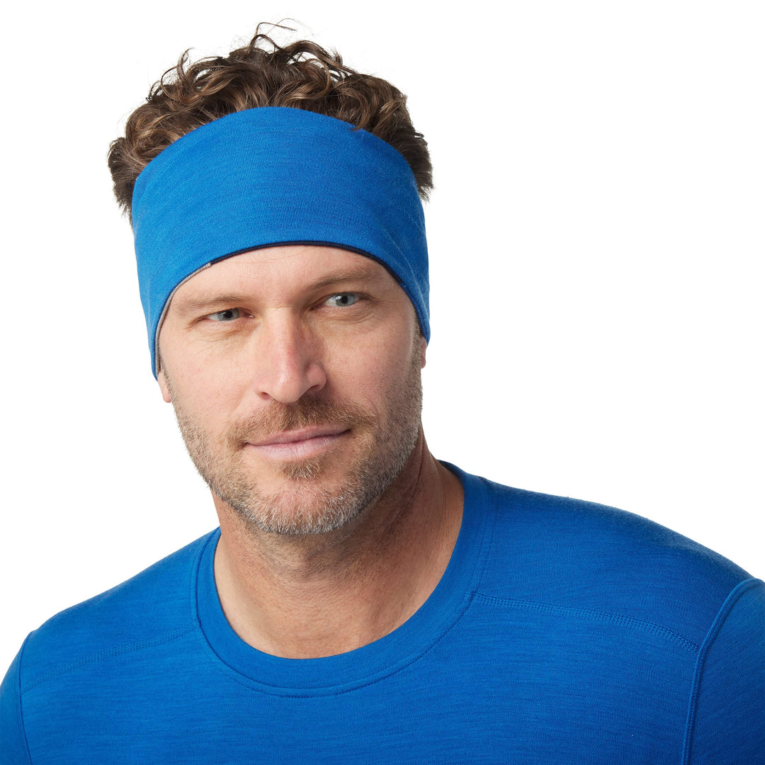Thermal Merino Colorblock Headband | Merino Wool Sweatband for Men and Women, Laguna Blue Heather, One Size