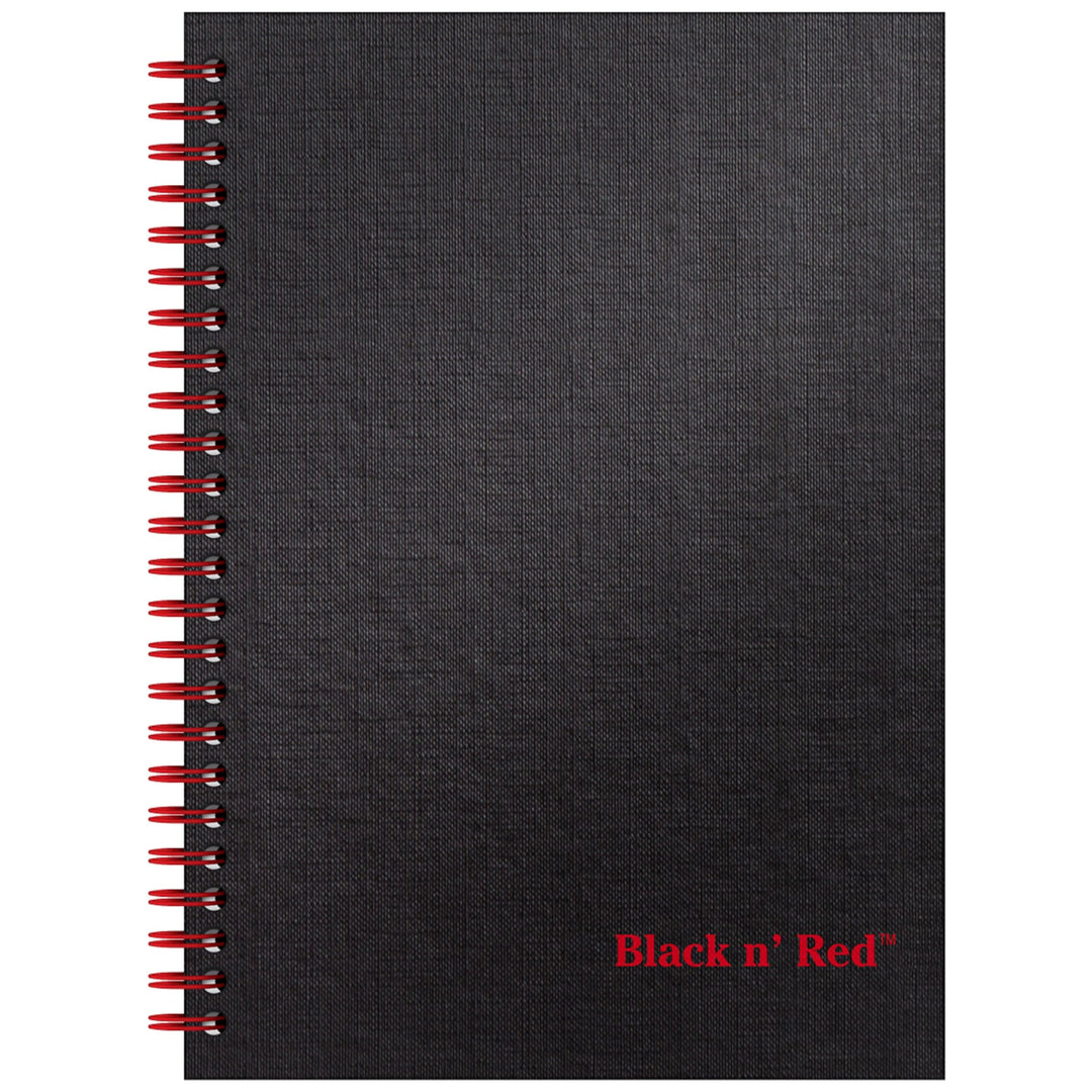 Black n&#39; Red Twin Wire Hardcover Notebook, 8-1/4 x 5-7/8, Black/Red, 70 Ruled Sheets (L67000)