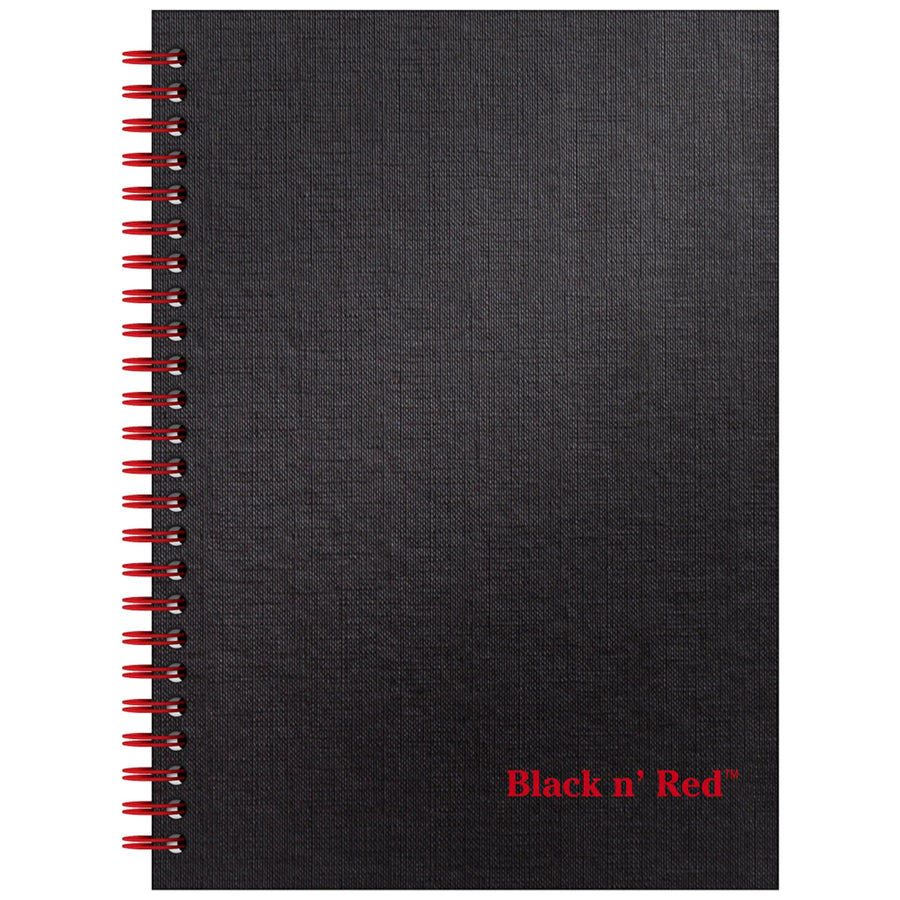 Twin Wire Hardcover Notebook, 8-1/4 x 5-7/8, Black/Red, 70 Ruled Sheets (L67000)