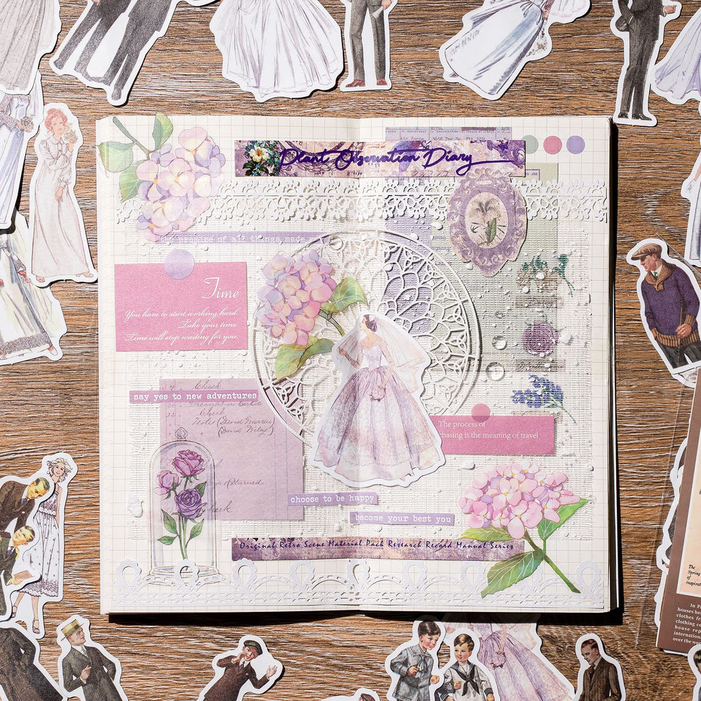 80 Pcs Vintage People Stickers for Journaling Scrapbooking, Retro Fashion Girls Women Washi Stickers for Scrapbook Supplies, Bullet Junk Journal Kit Album Planners Diary DIY Crafts Embellishment