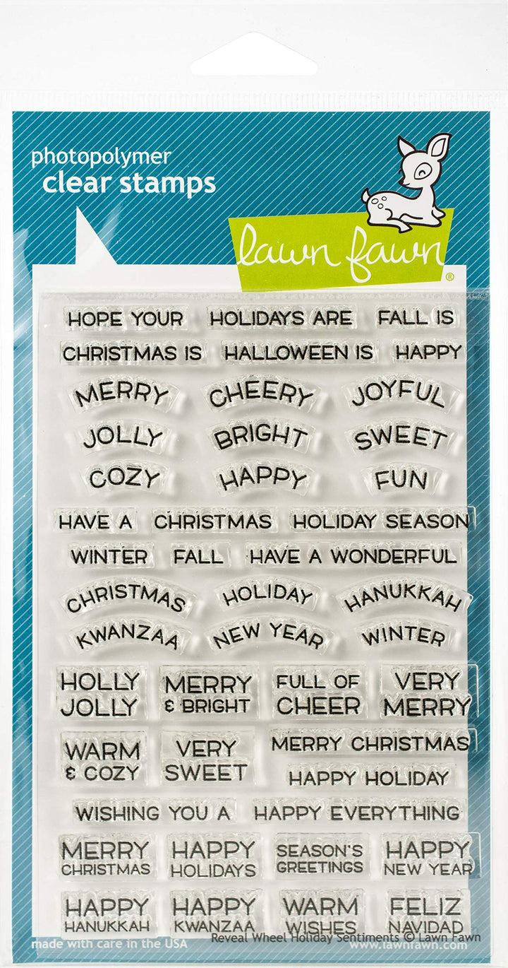 LAWN FAWN Clear Stamps 4X6-Reveal Wheel Holiday Sentiments, Multi