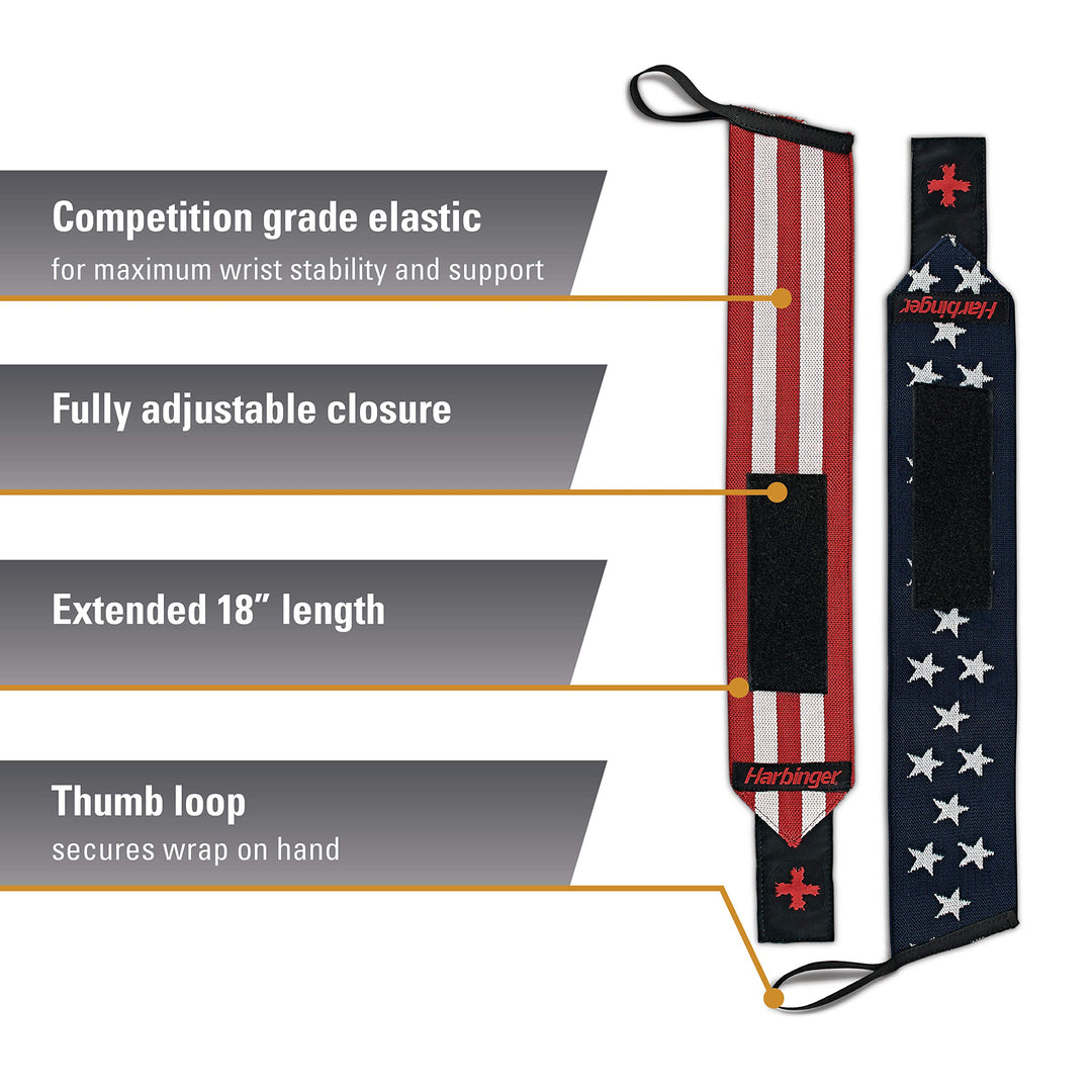 Red Line 18-Inch Weightlifting Wrist Wraps for Men and Women (Pair)