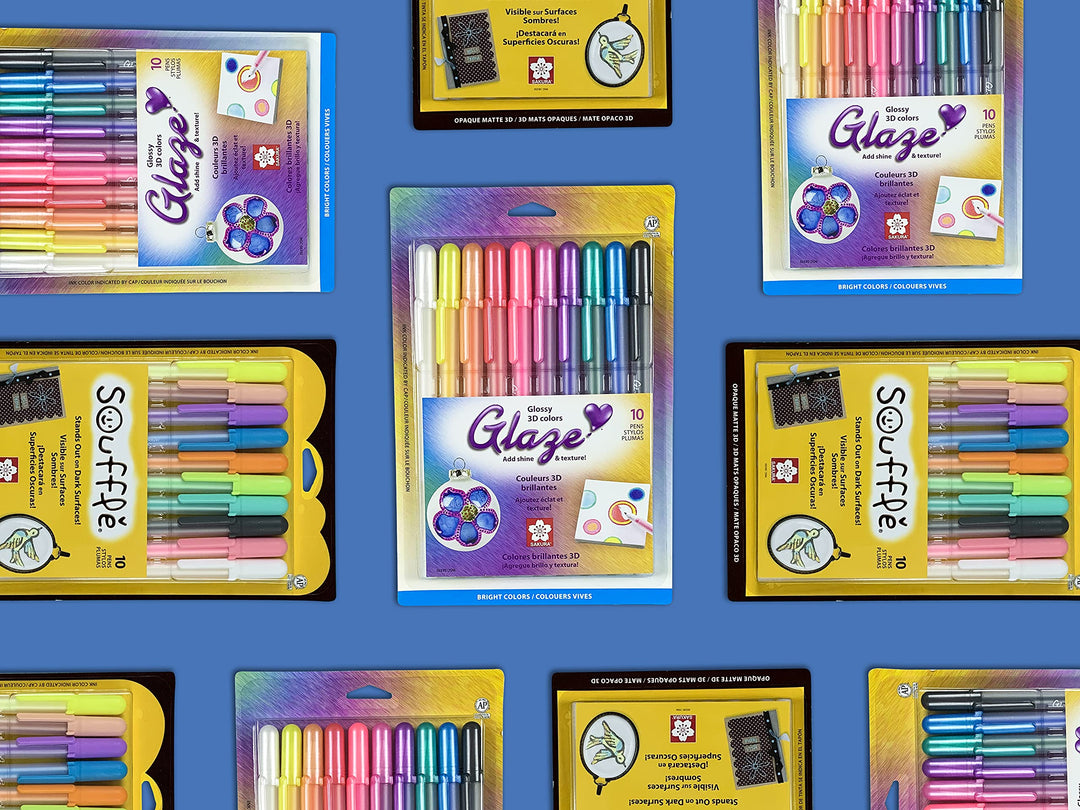 Sakura 38495 2-Piece Glaze 3-Dimensional Glossy Ink Pen Set, Gloss Black