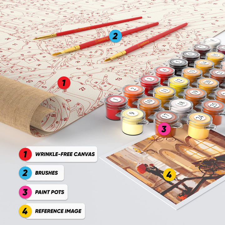 - 16x20 Wrinkle-Free Rolled Canvas - Adults&#39; Paint-by-Number Kits on Canvas - DIY Painting by Numbers for Adults, Stolen Kiss