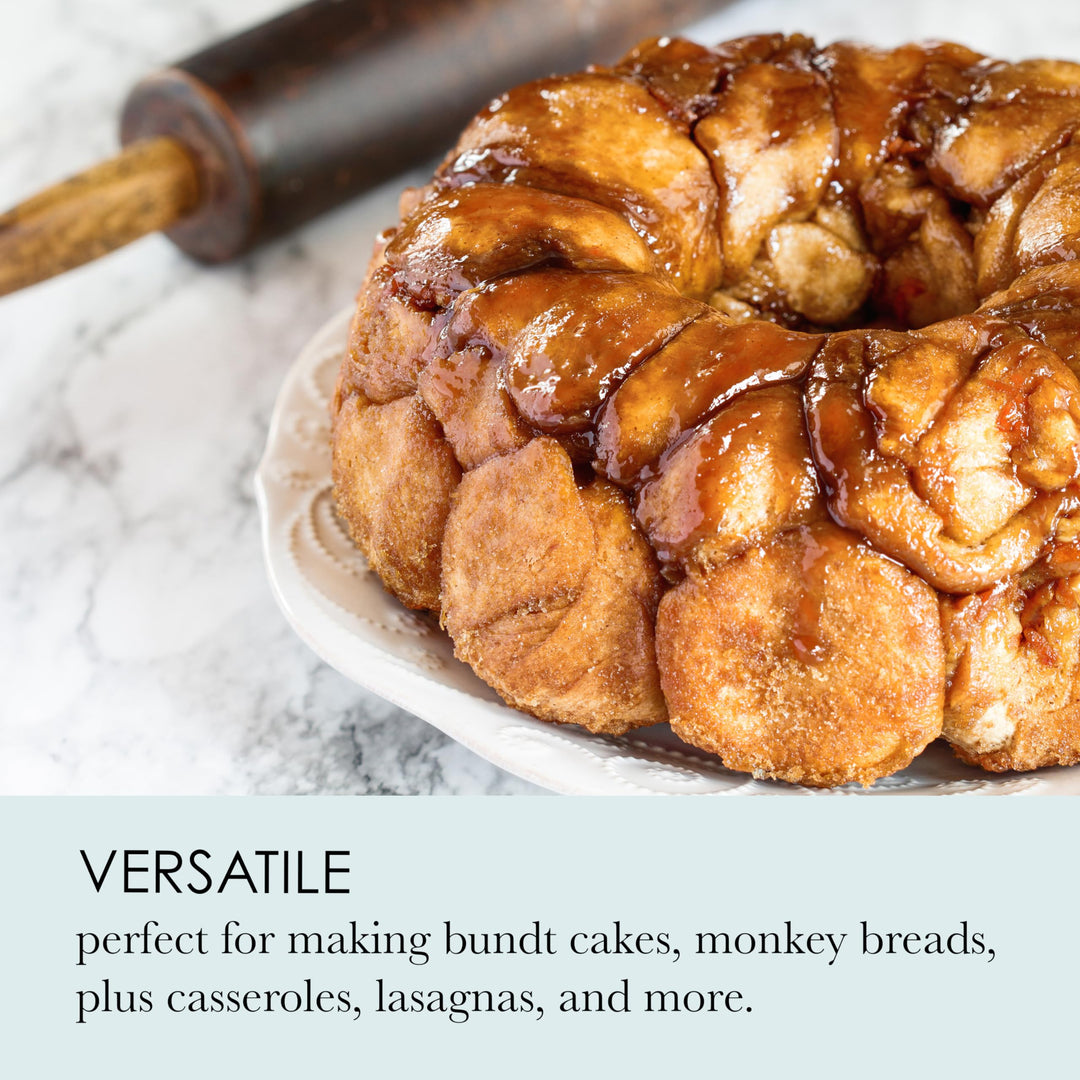 Nonstick Fluted Cake Pan, Perfect for Bundt cakes, monkey breads, casseroles, lasagnas, and more! 10-Inch, Gray