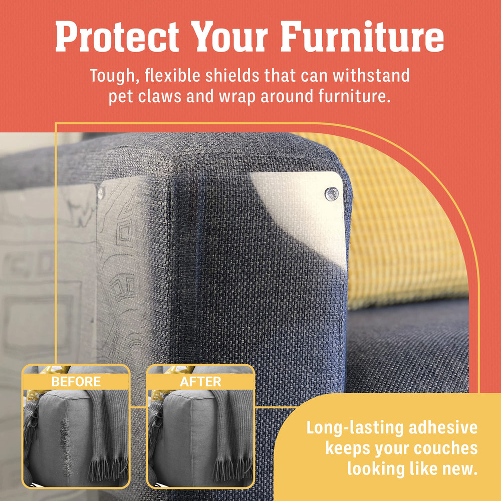 Sofa Protectors from Pets - 6-Pack of 17-Inch x 12-Inch Cat Anti Scratch Furniture Protectors w/Twist Pins - Strong, Clear, Couch Protector - Cat Deterrent Accessories