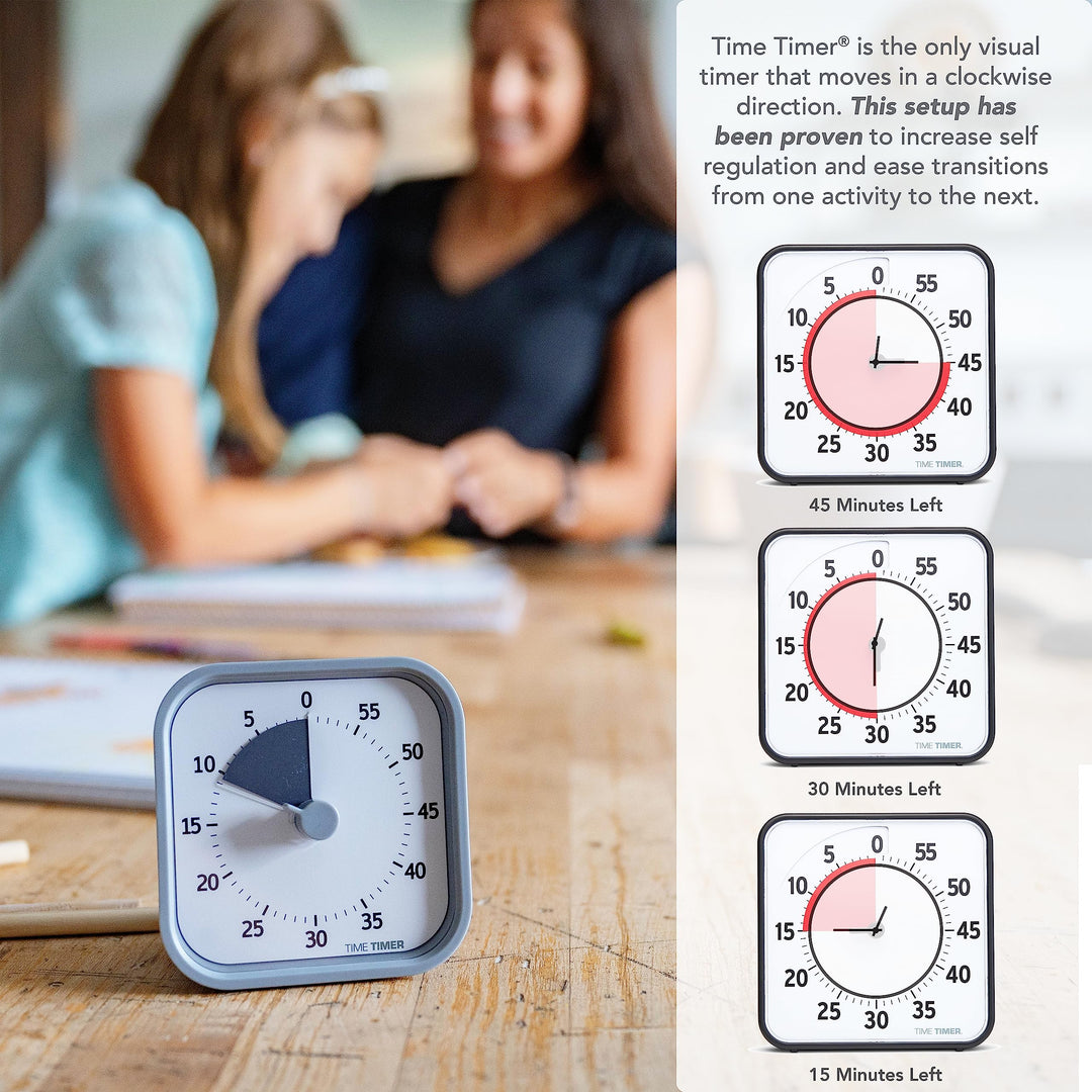 Home MOD - 60 Minute Kids Visual Timer Home Edition - for Homeschool Supplies Study Tool, Timer for Kids Desk, Office Desk and Meetings with Silent Operation (Pale Shale)